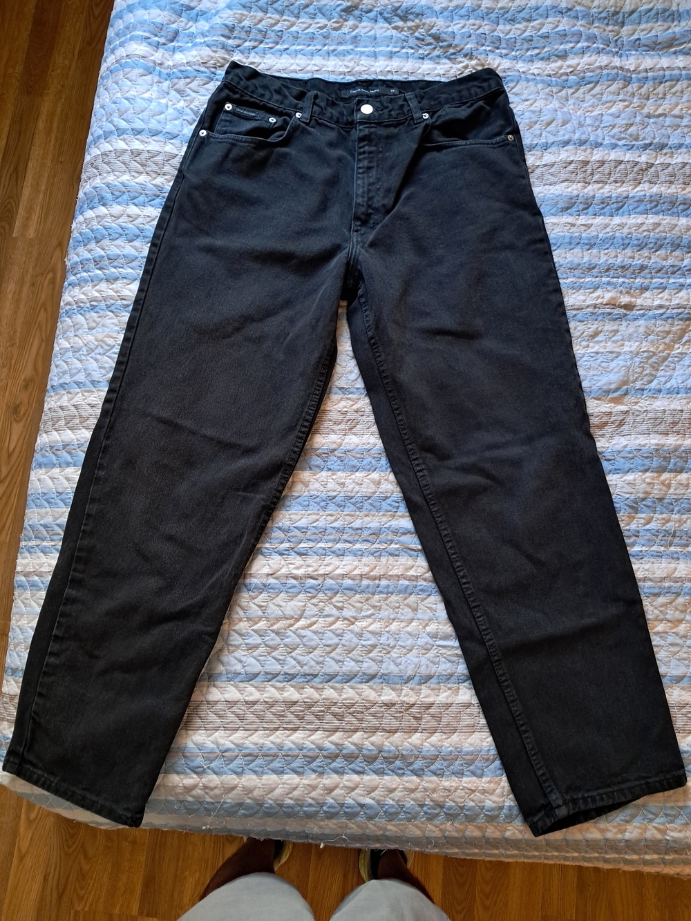 Vintage 90s Calvin Klein Black Jeans Mens 33x30 Easy Fit Cotton Made In Mexico